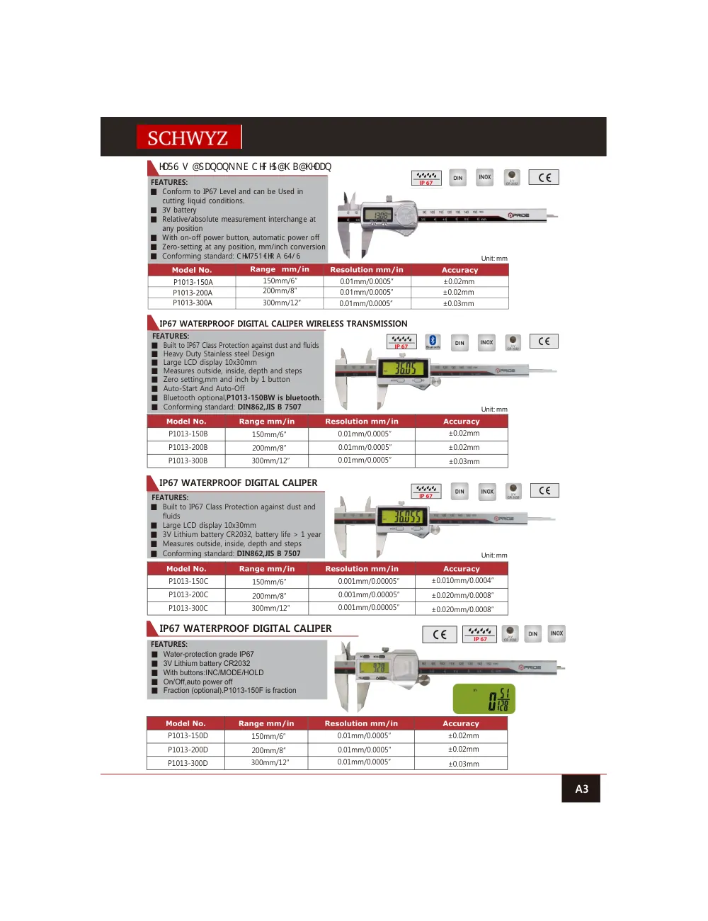 schwyz kmp 04 ip67 waterproof digital caliper wireless transmi teknik katalog sayfası