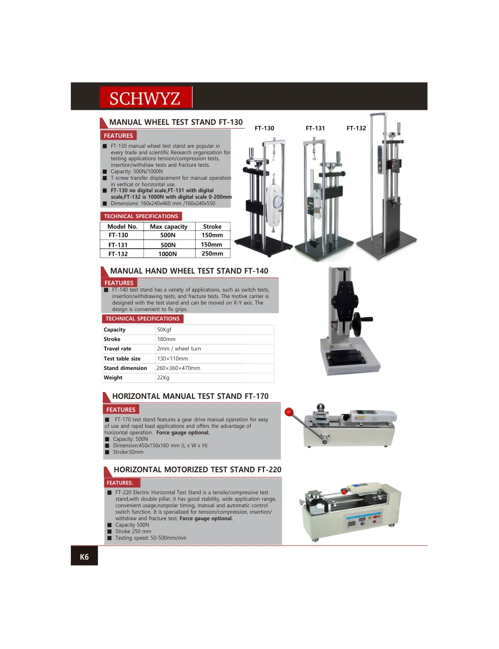 schwyz kuv 07 manual wheel test stand ft 130 teknik katalog sayfası