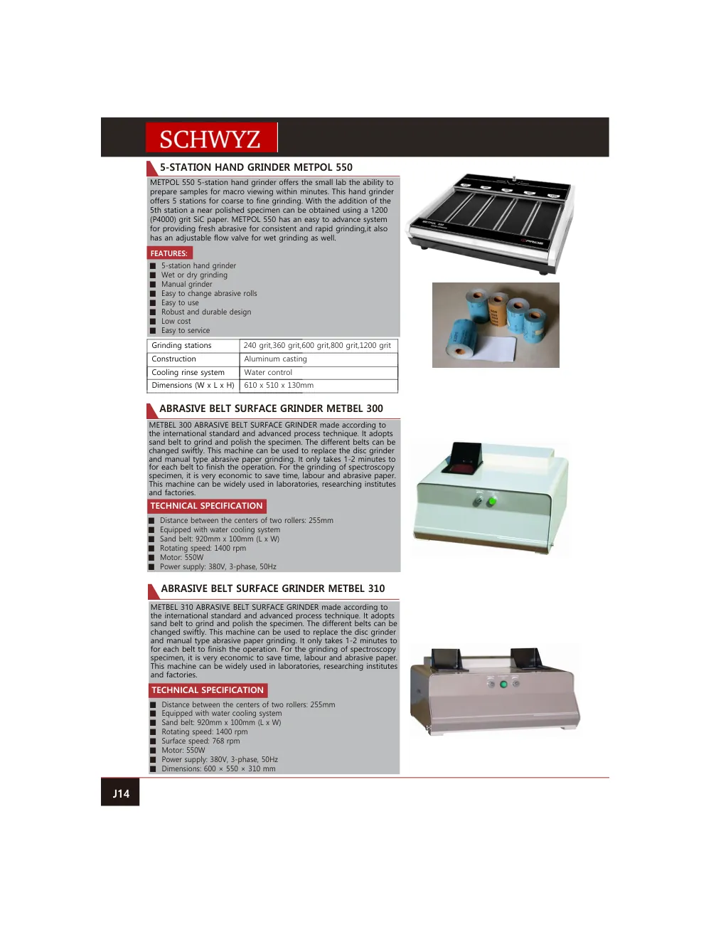 schwyz mtl 15 5 station hand grinder metpol 550 teknik katalog sayfası