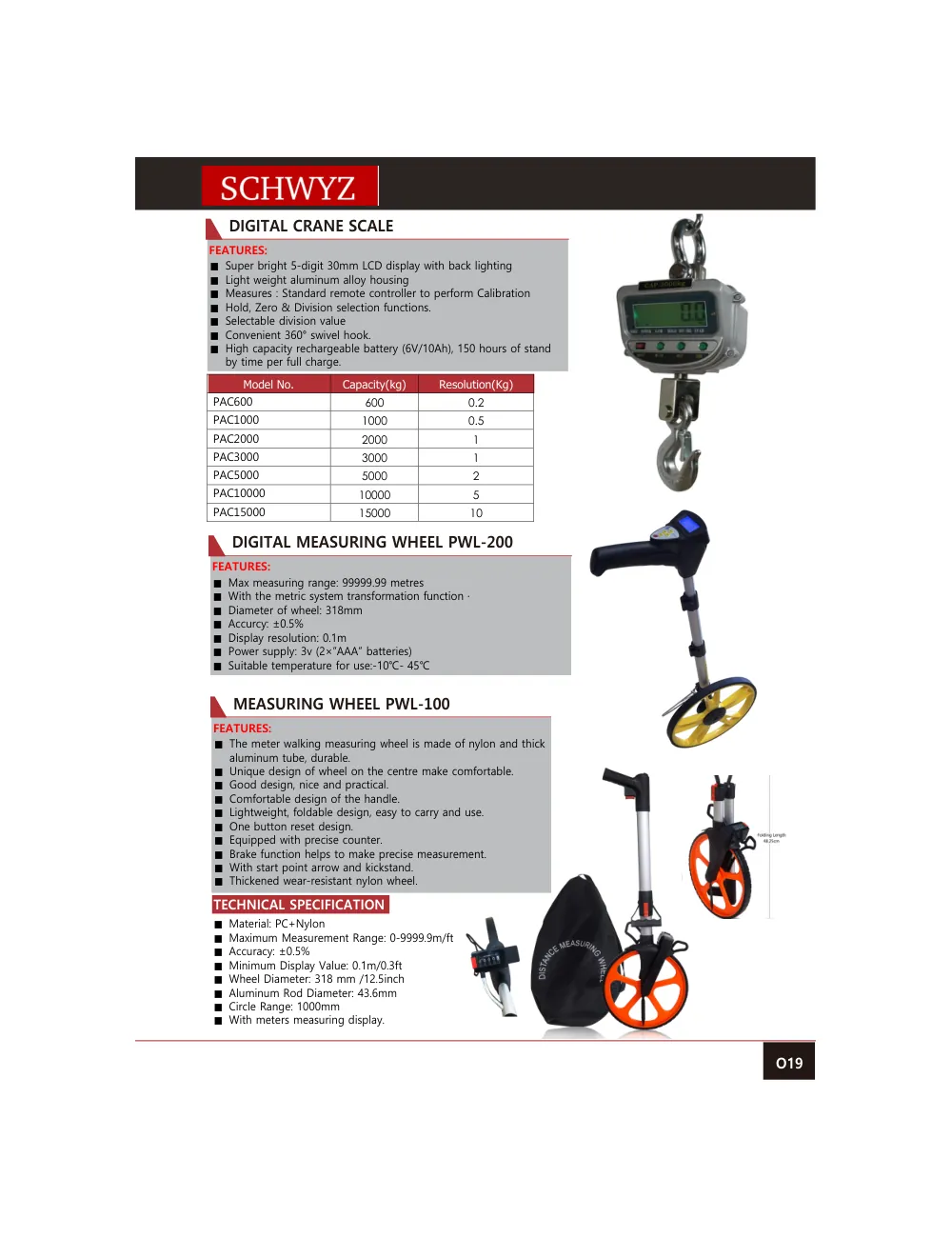 schwyz ref 20 digital crane scale teknik katalog sayfası